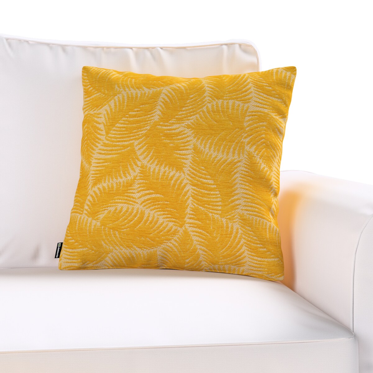 Poszewka Kinga na poduszkę 50x50 miodowe liście paproci na beżowym tle