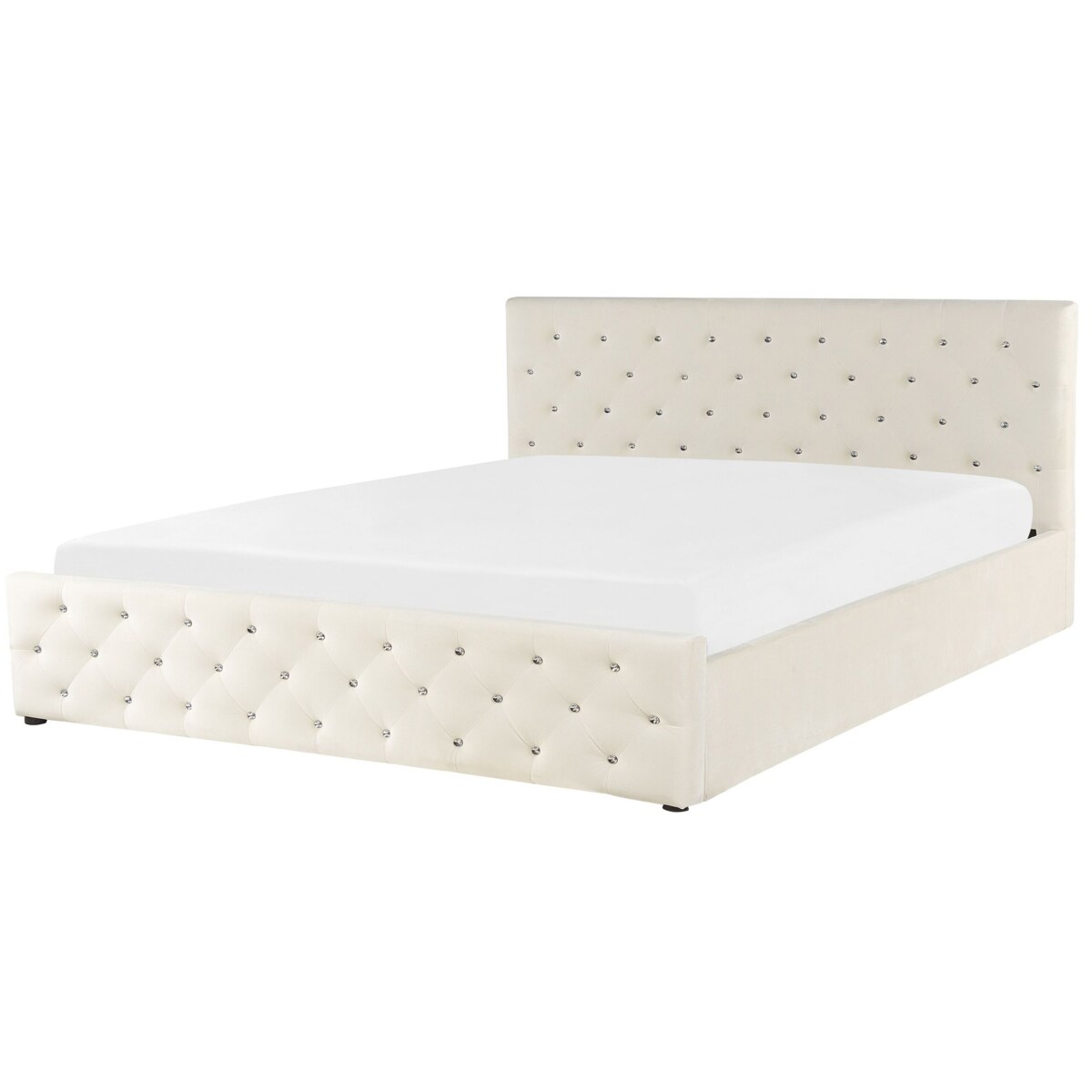 Łóżko z pojemnikiem welurowe 180 x 200 cm beżowe AMIENS