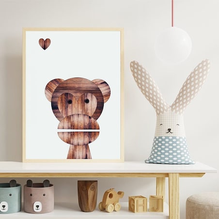 Poster Story, Plakat, Obraz - Drewniana Małpka, wymiary 70 x 100 cm
