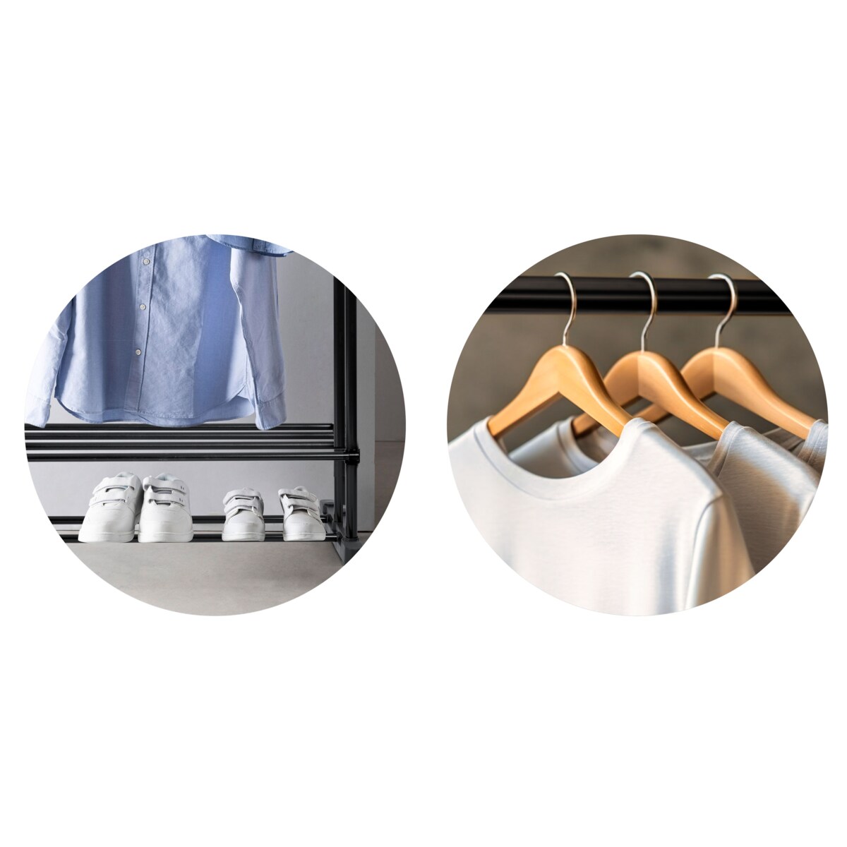 Wieszak na ubrania stojący stojak podwójny kółka Massido