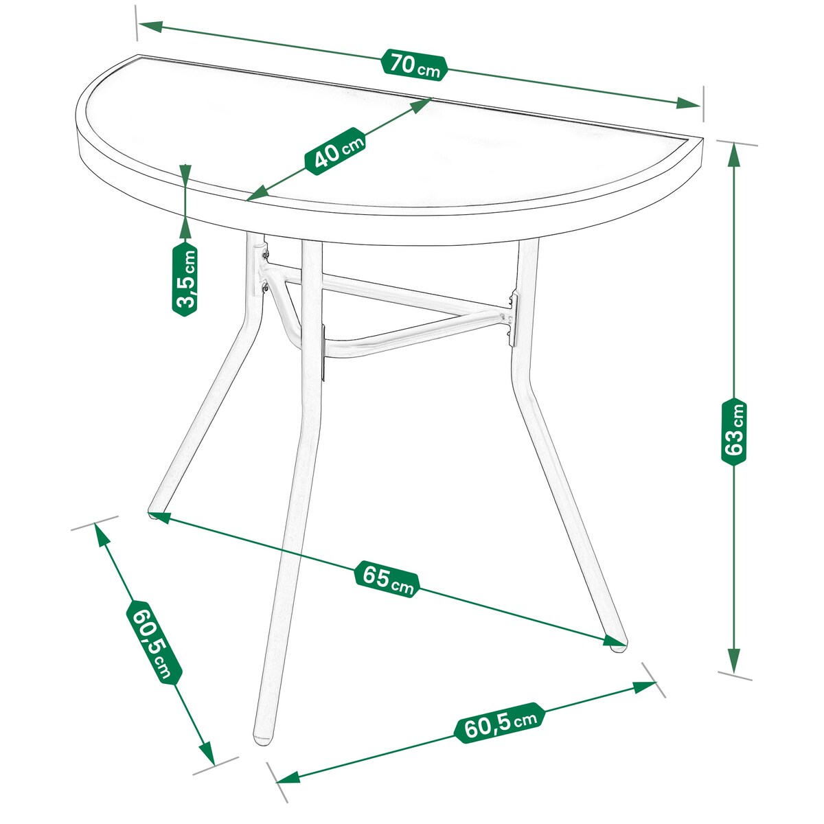 Stół balkonowy stalowy STOLIK ogrodowy na taras szkło hartowane do ogrodu