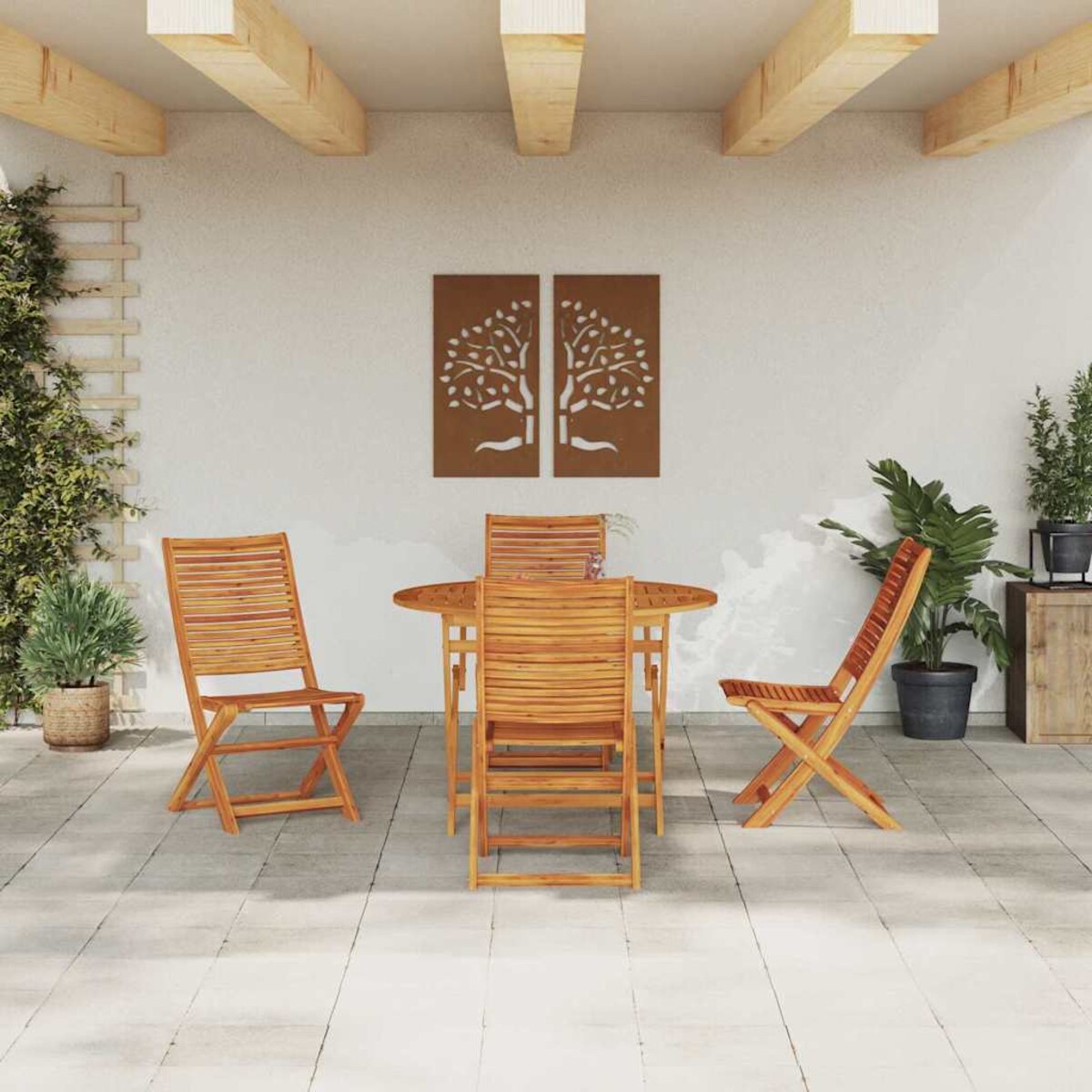 vidaXL Zestaw do jadalni w ogrodzie 5 pcs Brązowy lite drewno akacjowe
