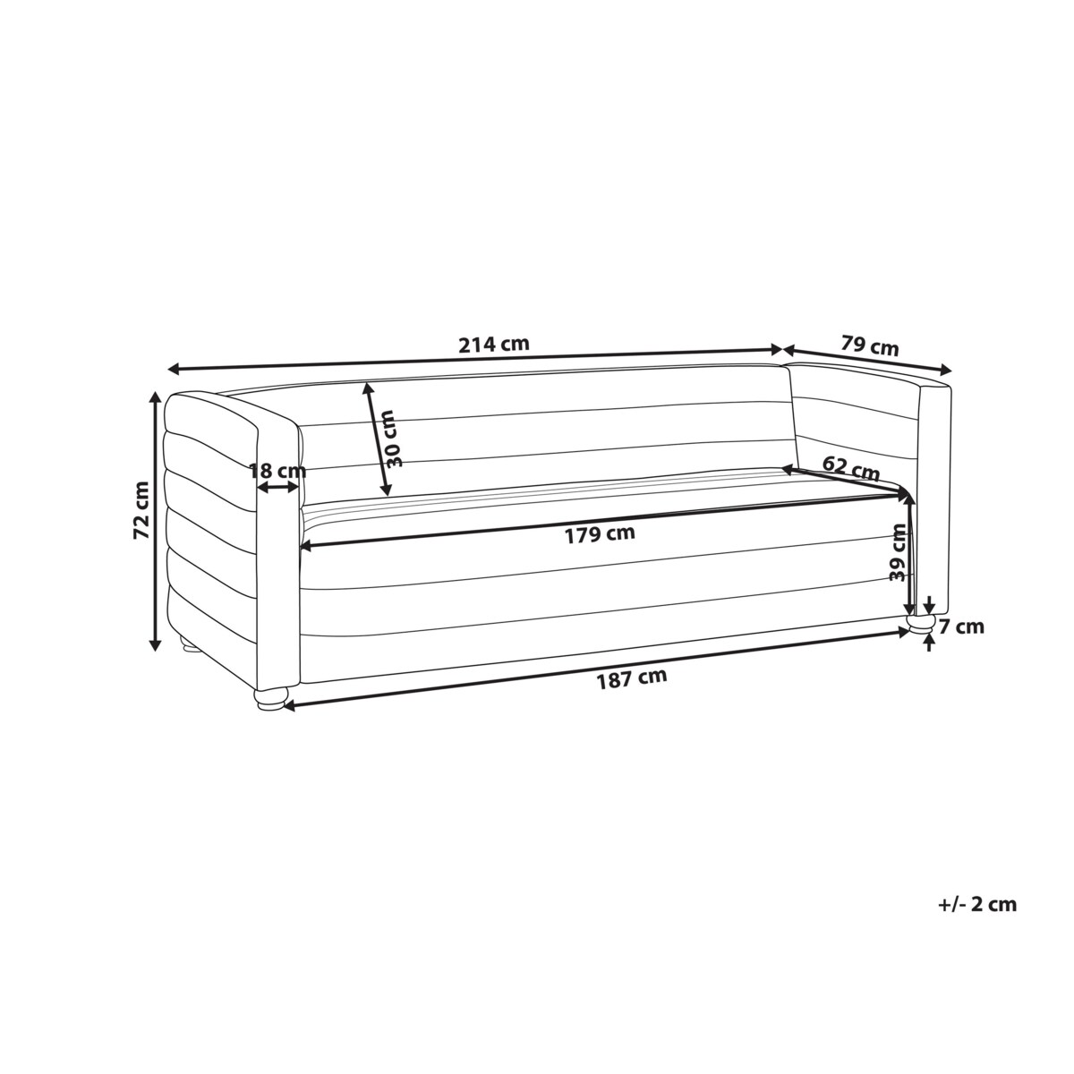 Sofa 3-osobowa beżowoszara HOFN