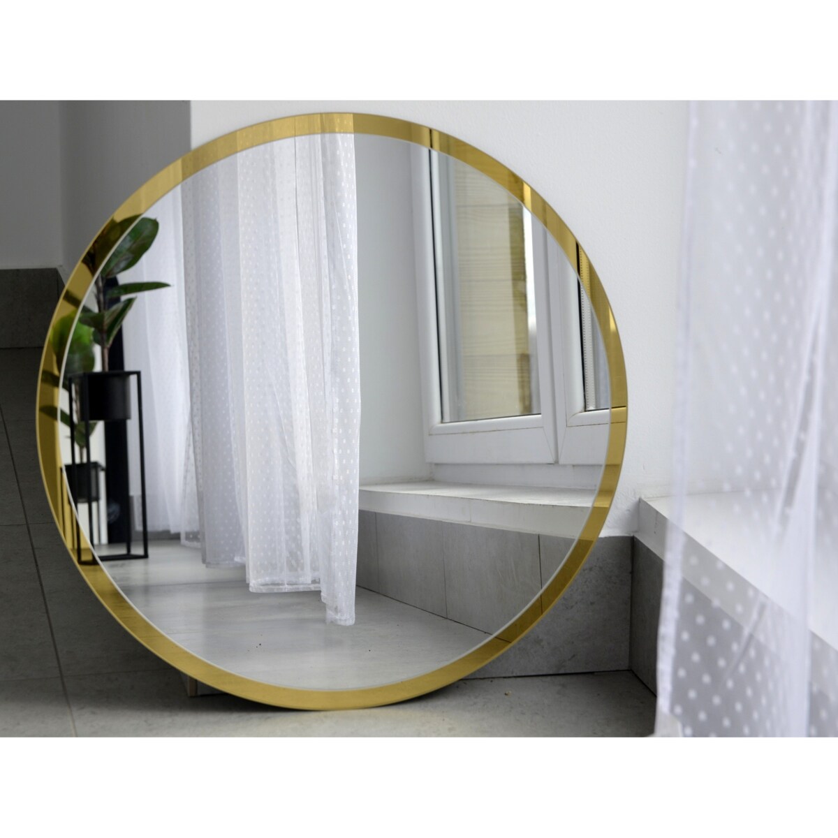 Lustro okrągłe BELLA srebrno złote z podświetleniem LED fi 90