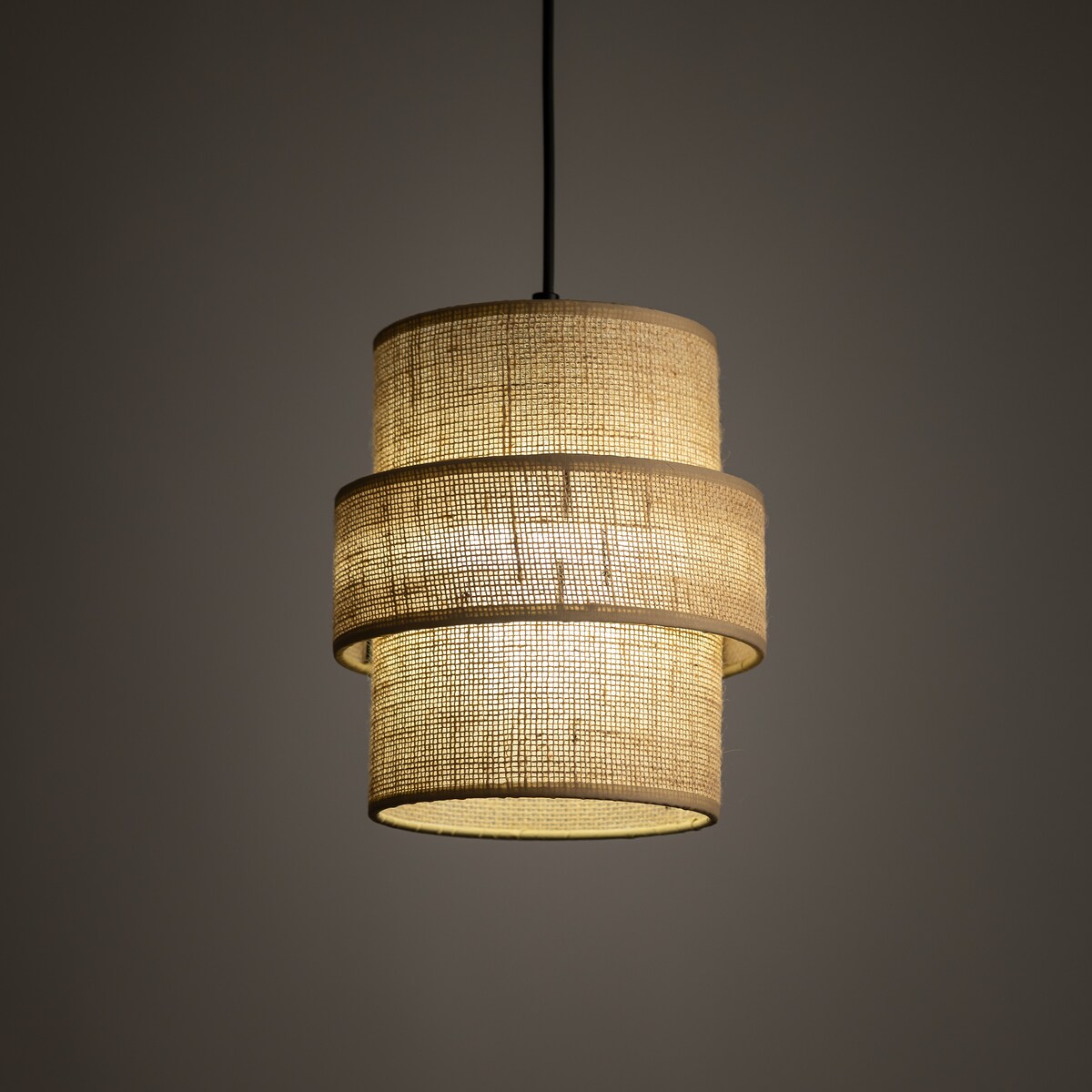 Lampa wisząca TK Lighting CALISTO JUTA 5401 beżowo-czarna, jutowy klosz, E27, regulowana wysokość