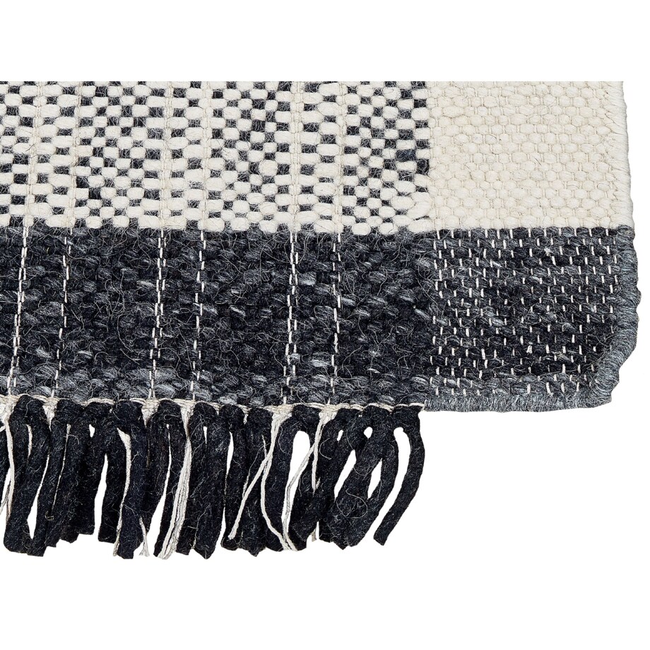 Dywan wełniany 140 x 200 cm biało-czarny KETENLI