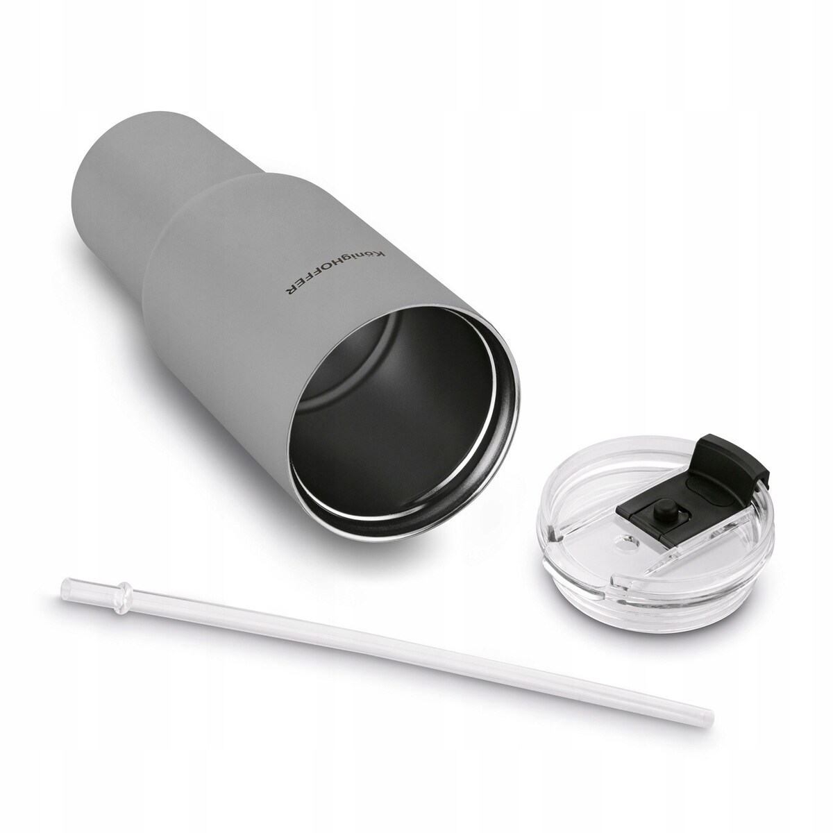 Kubek termiczny ze słomką 1200 ml na ciepłe zimne napoje kawę HERBATĘ szary