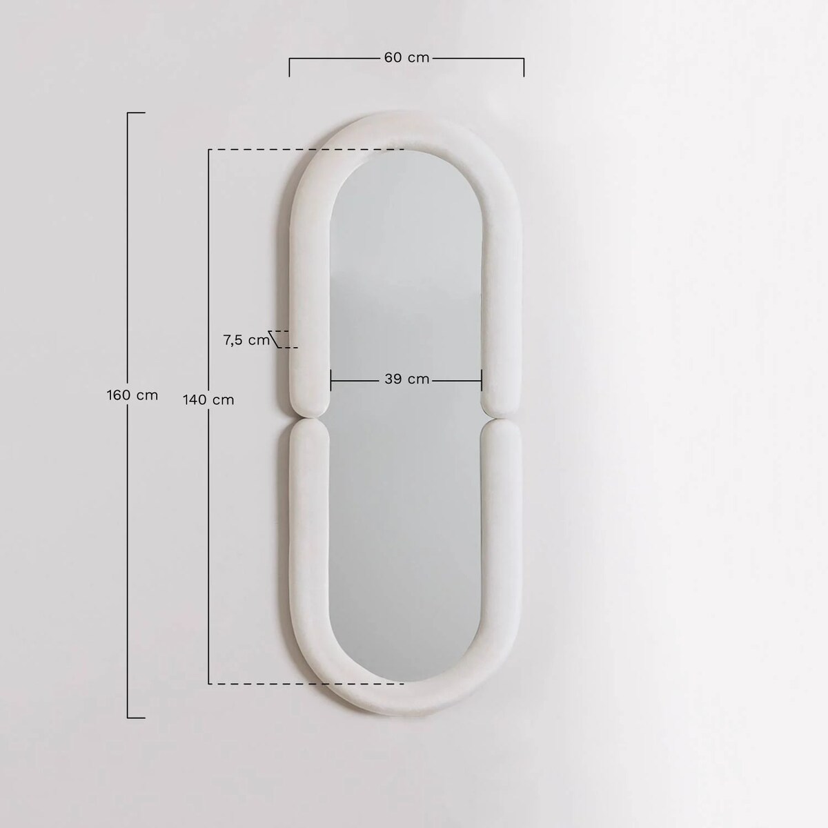 Lustro owalne w aksamitnej ramie Oval 160x60 cm
