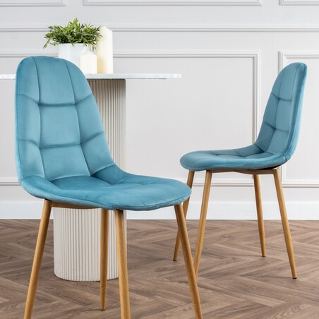 Krzesło tapicerowane turkusowe welurowe pikowane nowoczesne do salonu
