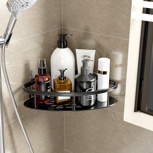 Półka Łazienkowa Narożna 2 Sztuki, Czarna