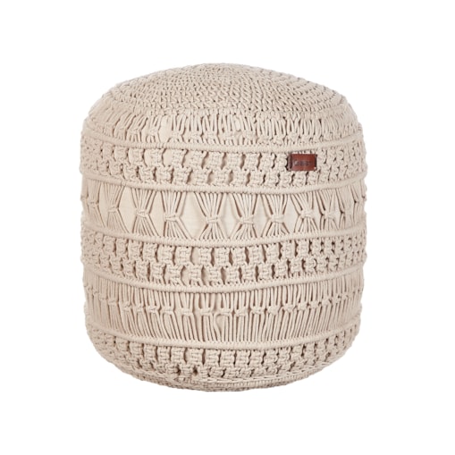 Puf bawełniany makrama 45 x 45 x 45 cm beżowy THAKOT