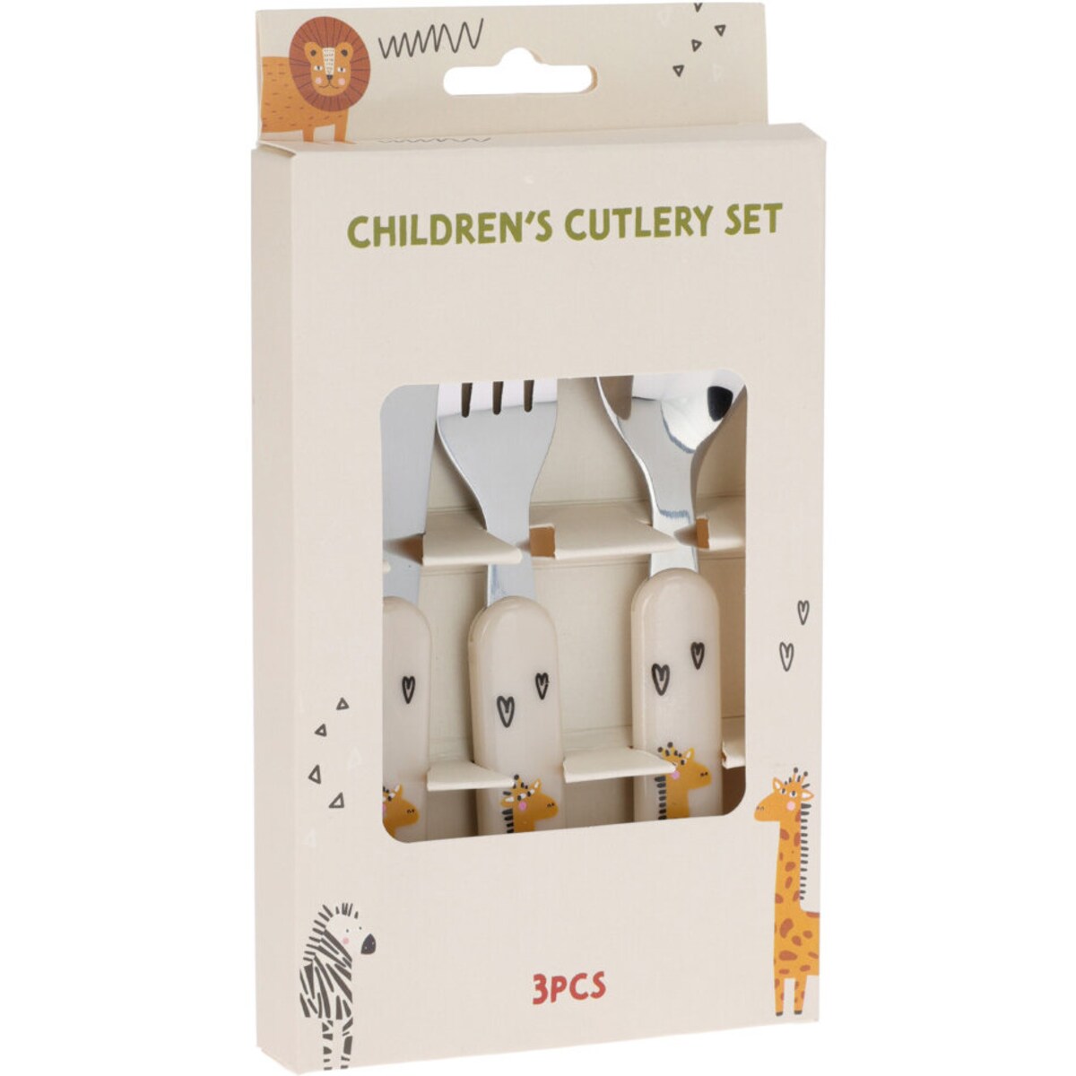 Zestaw sztućców dla dziecka z plastikową rączką, 3 elementy