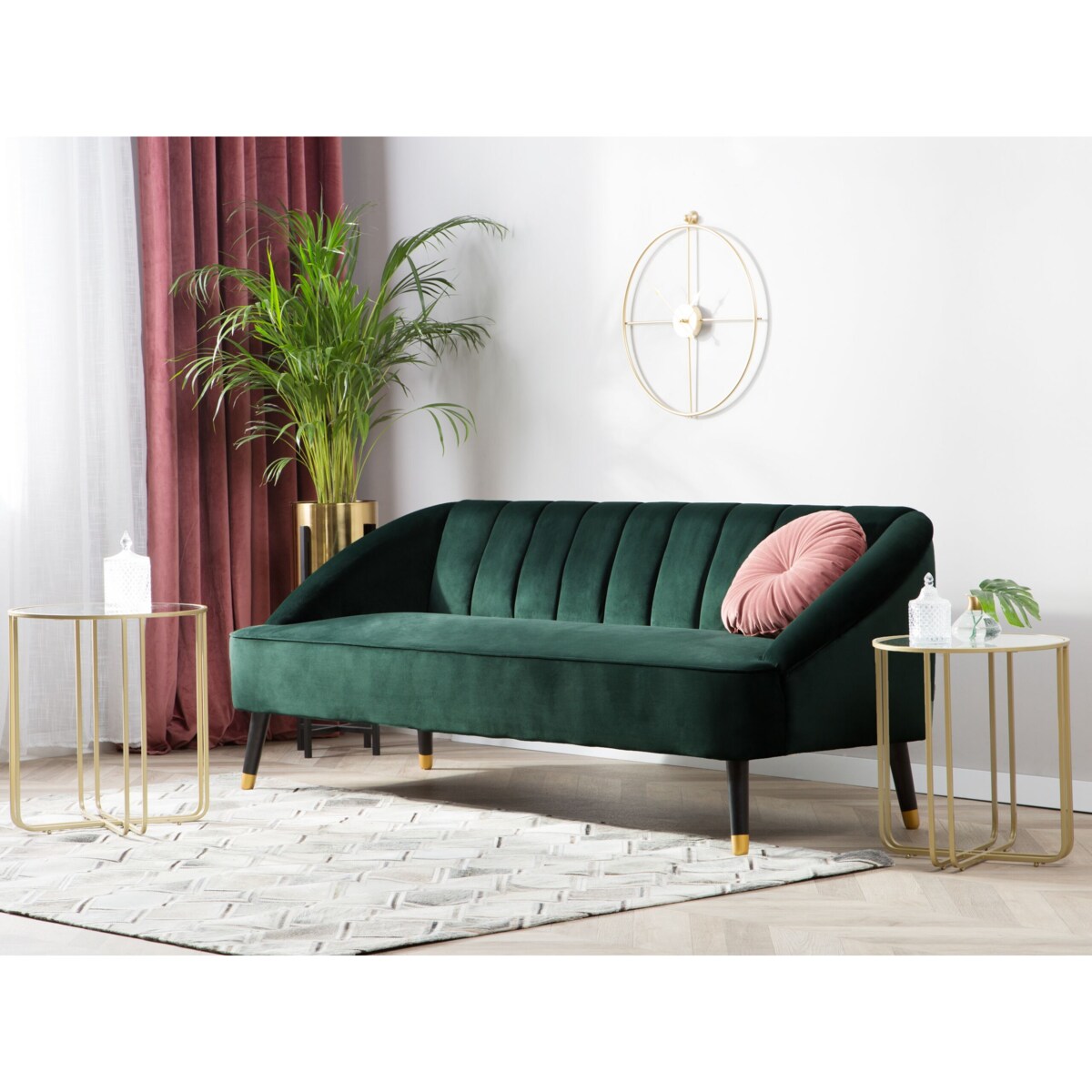 Sofa dla 3 osób ALSVAG Welur Szmaragdowy