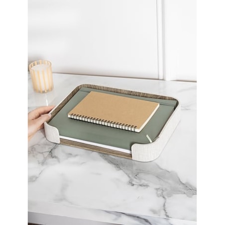 Taca do organizera na biurko Stackers jasnobeżowa lniana