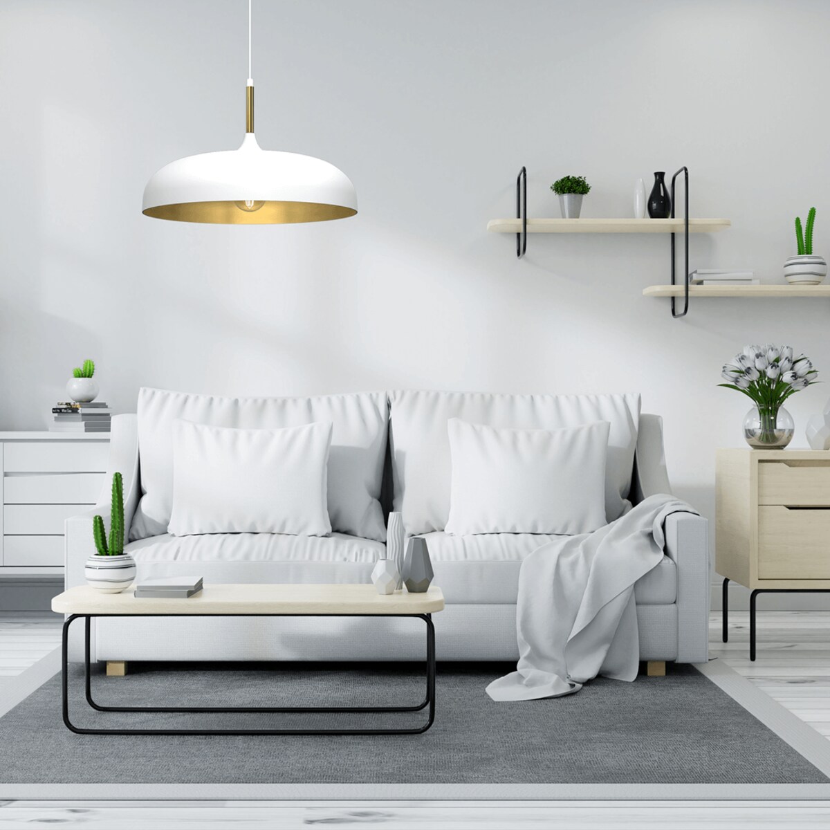 Skandynawska lampa wisząca Lincoln nad wyspę biała złota