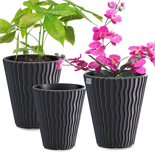 Doniczka Donica Ogrodowa 29,7/34,9/39 Cm Zestaw Na Taras Do Ogrodu Domu Antracytowa