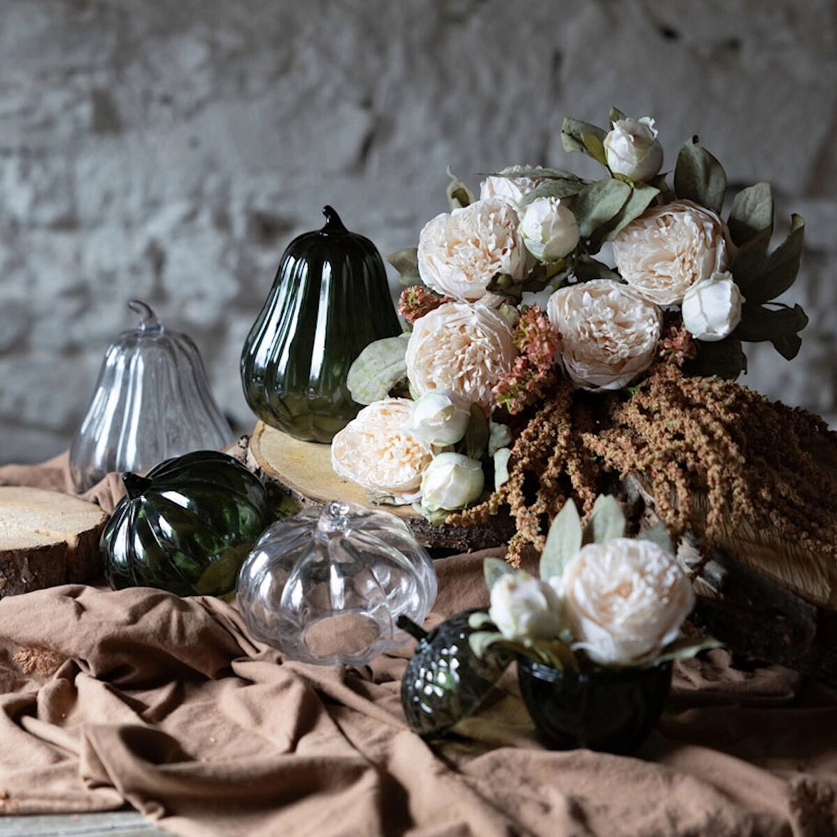 FIGURKA DYNIA SZKLANA ZIELONA NA HALLOWEEN JESIEŃ OZDOBA DEKORACJA BOHO