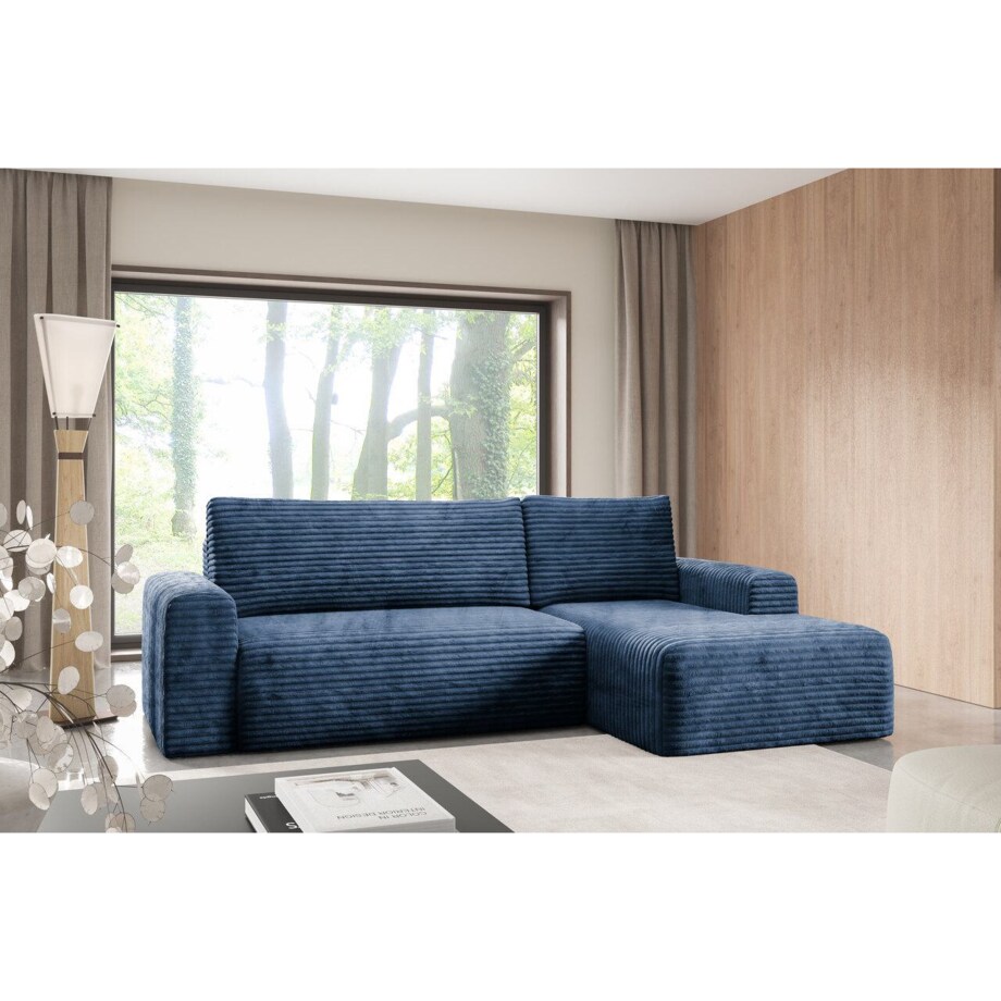 Narożnik SONTII z funkcją spania gruby sztruks Kolor: TILIA 77