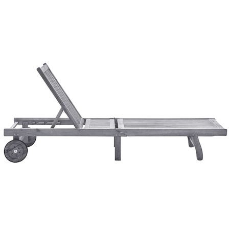 vidaXL Ogrodowy leżak z poduszką, szary, lite drewno akacjowe