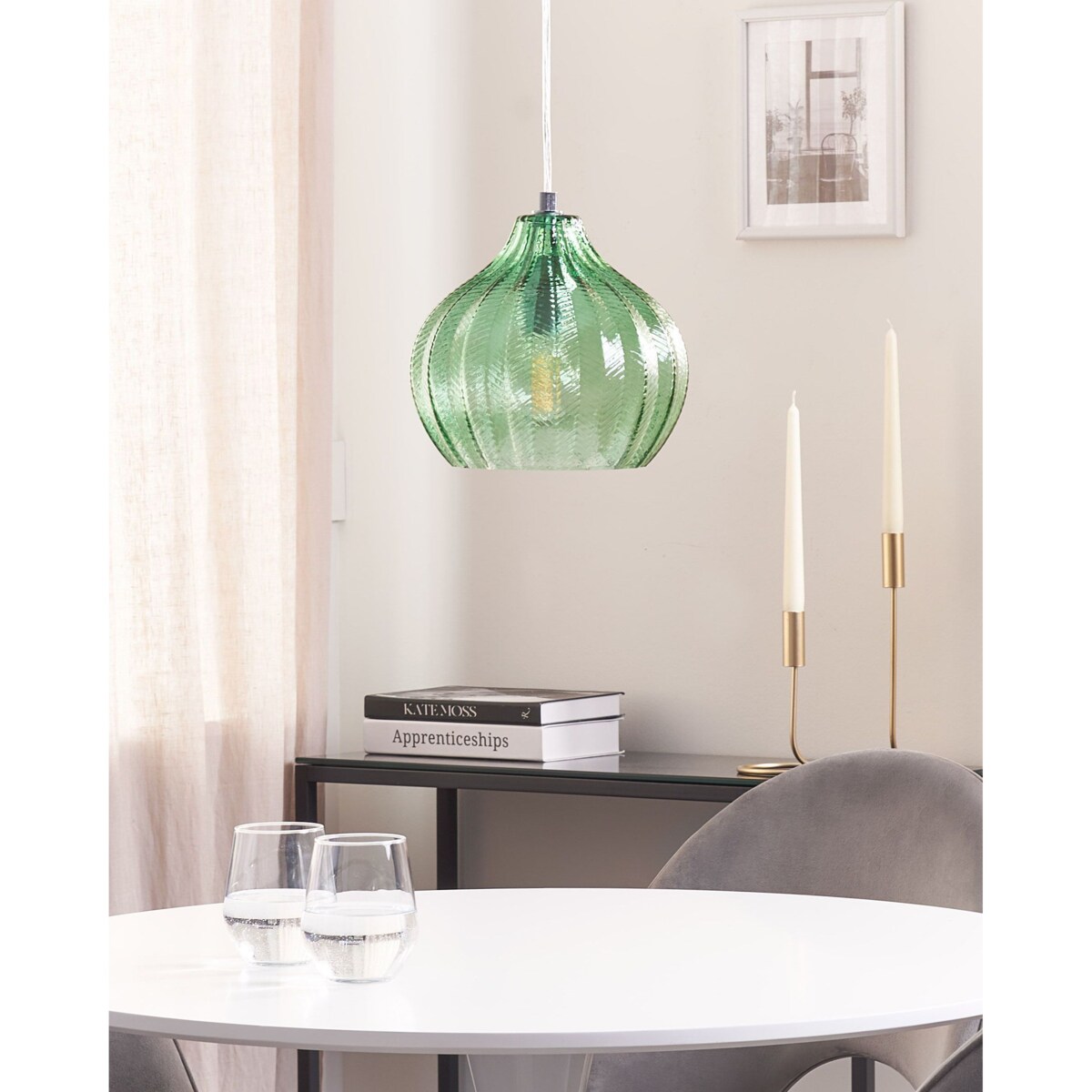 Lampa wisząca szklana zielona KEILA