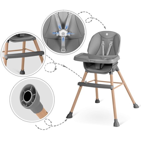 Krzesełko do karmienia dla dzieci regulowane fotelik Nukido