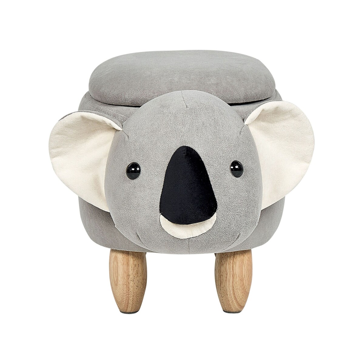 Pufa zwierzak ze schowkiem welurowa szara COALA