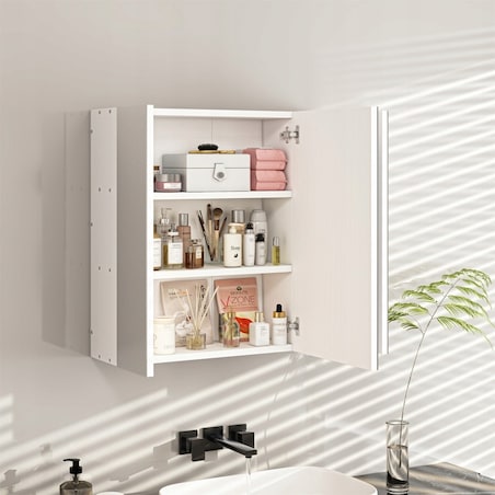 Szafka łazienkowa wisząca biała 2-drzwiowa nowoczesna ścienna 3 półki 80 cm