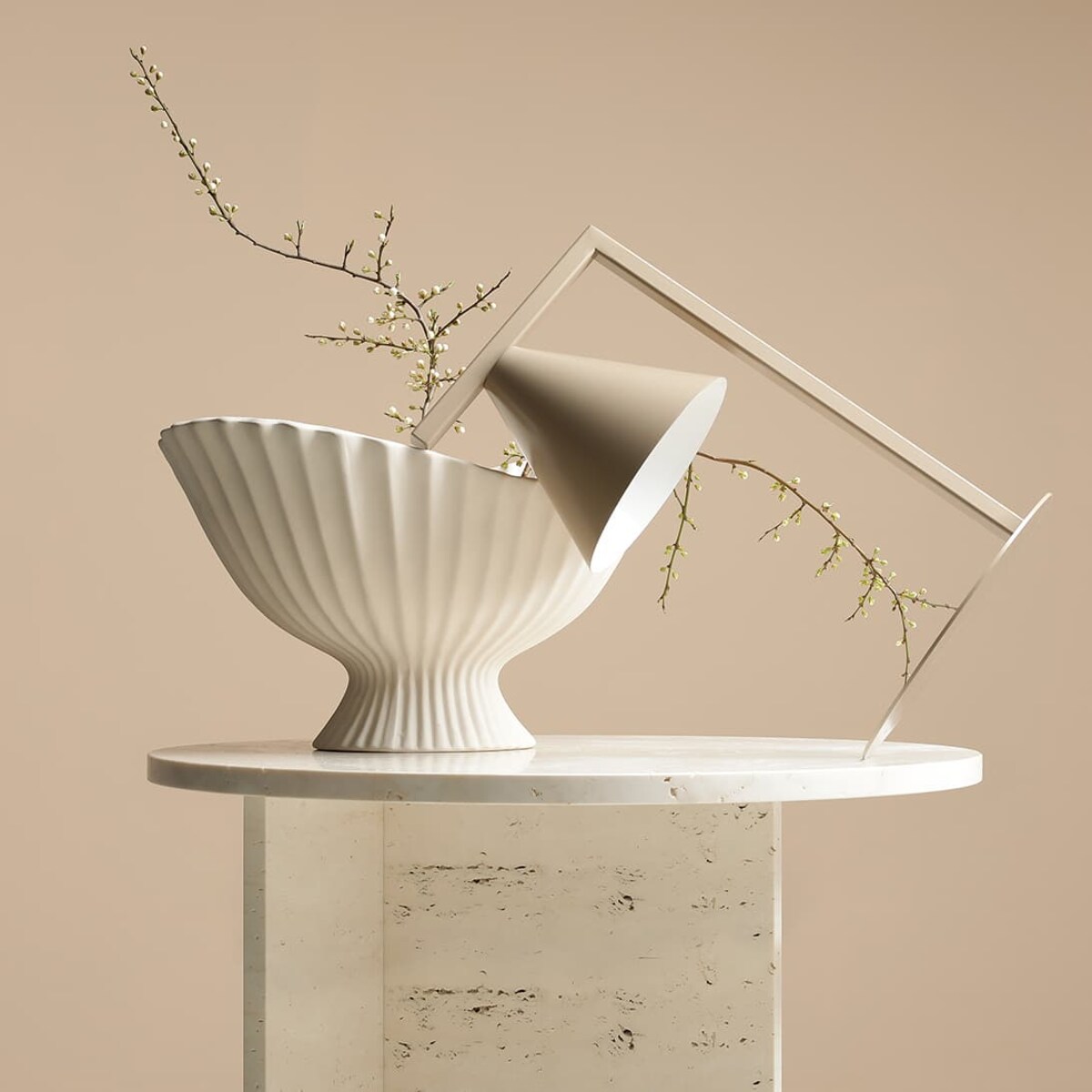 Gabinetowa lampa na biurko Form 1108B17 Aldex metalowy stożek beżowy