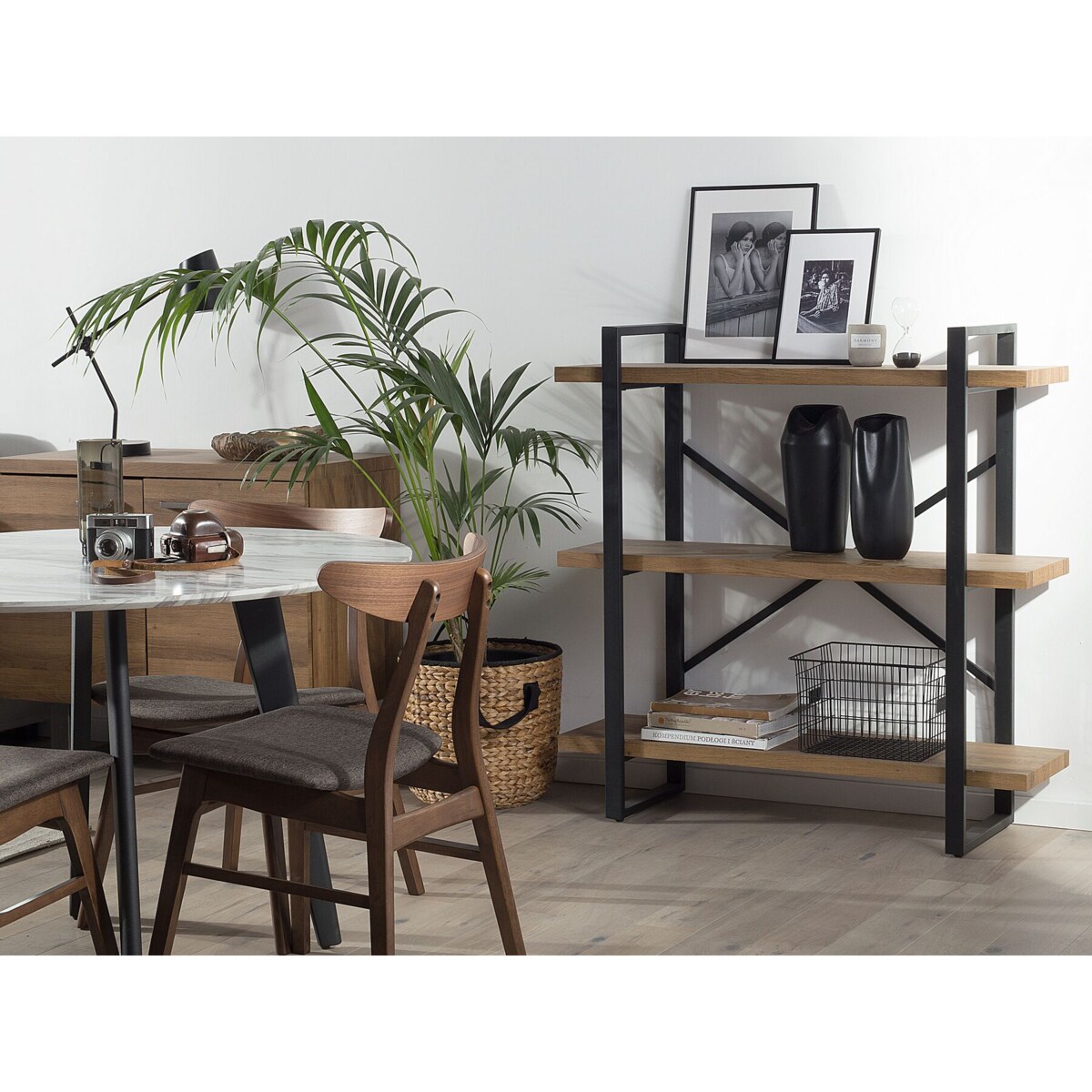 Regał 3 półki ciemne drewno TIMBER