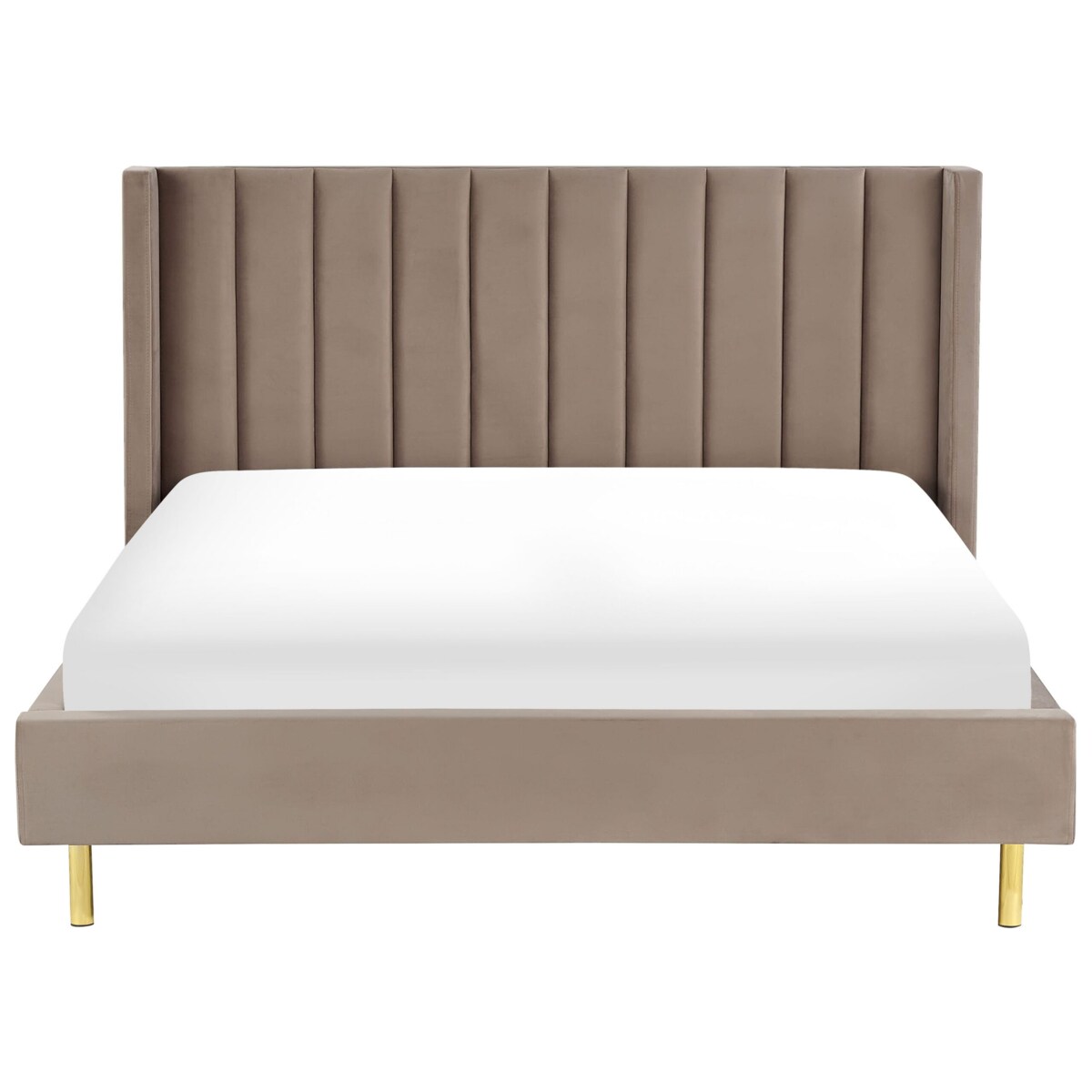 Łóżko welurowe 180 x 200 cm beżowoszare VILLETTE