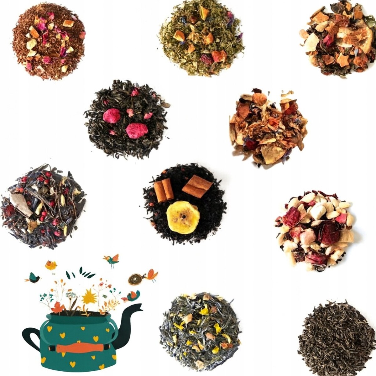 Zestaw mix 10 jesiennych herbat sypanych z zaparzaczem AUTUMN INSPIRATION - box prezentowy upominkowy dla kobiety faceta mamy taty babci dziadka niej niego