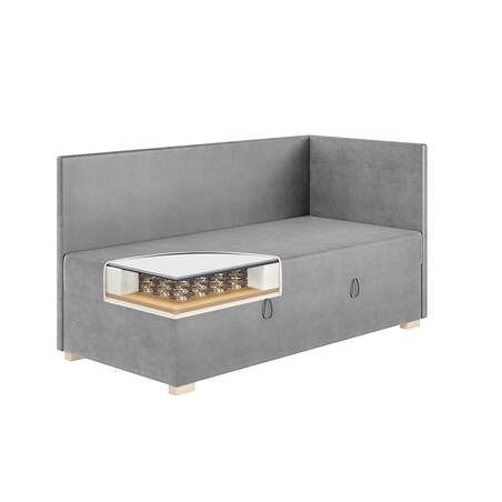 Mesonica Łóżko Flexi, szare, 90x200, Prawostronne