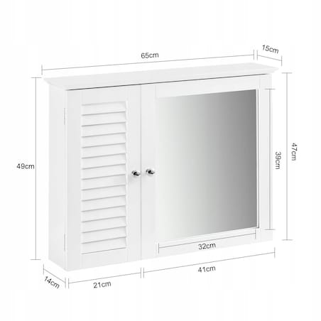 Szafka łazienkowa z lustrem 65x49x15 cm biała