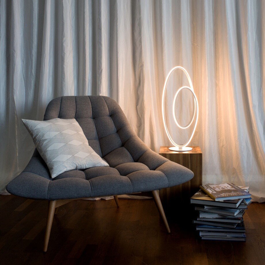 Biurkowa LAMPA stojąca ODRIVE 3153623 Nave metalowa LAMPKA stołowa okrągła LED 30W 3000K spirala biała