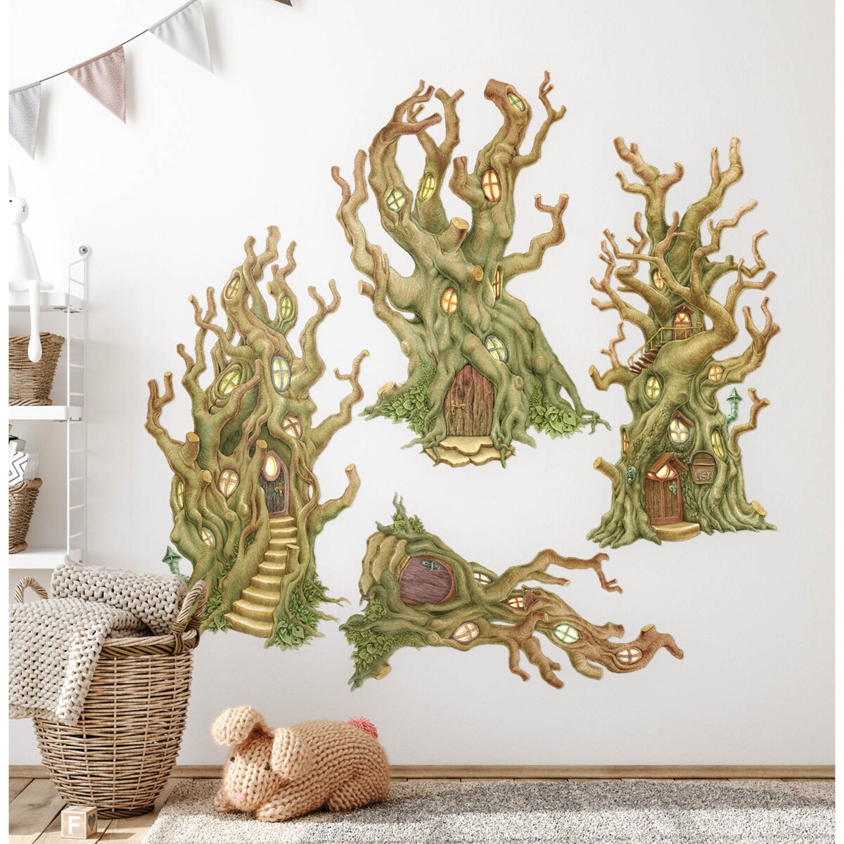 Zestaw naklejek na ścianę, Magiczne domy, 100cm
