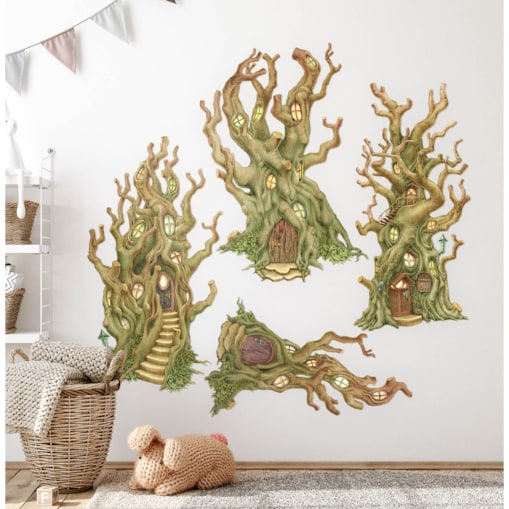 Zestaw naklejek na ścianę, Magiczne domy, 100cm