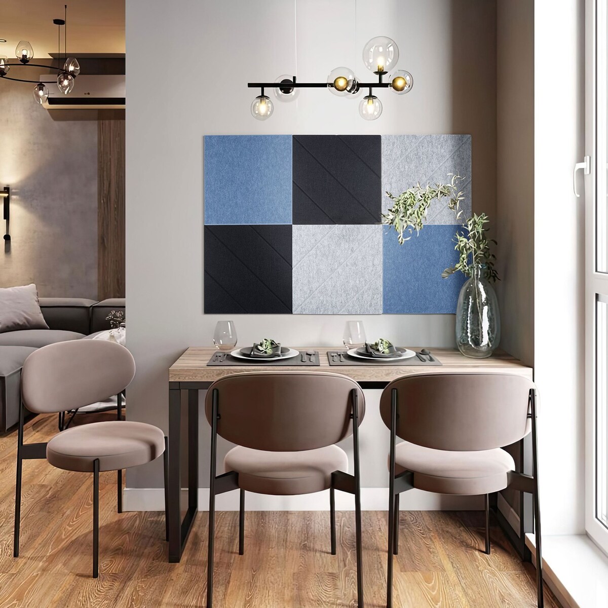 Zestaw 2 szt panel filcowy Felly 40x40 cm płytka kwadrat czarny