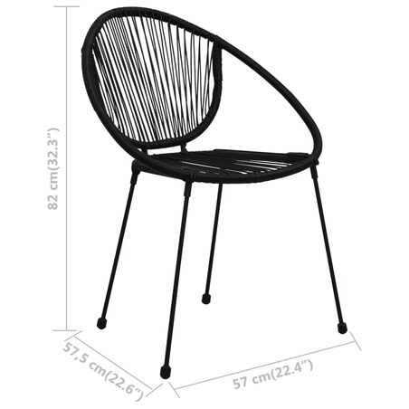 vidaXL Krzesła ogrodowe, 2 szt., rattan PVC, czarne