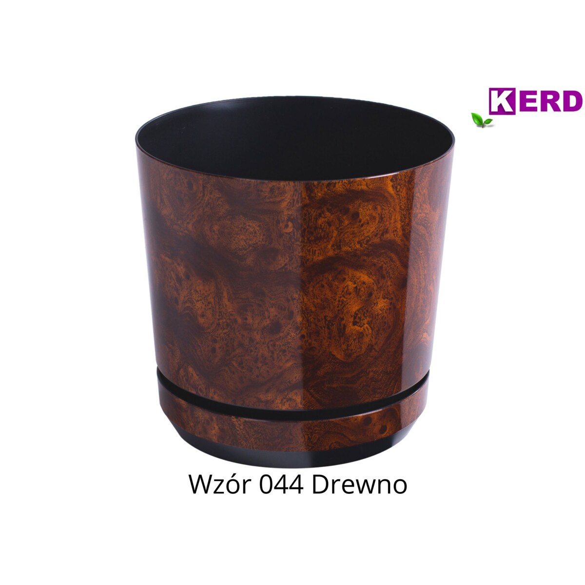 18 cm wzór DREWNO Doniczka z podstawką imitacja dębowej deski styl naturalny drewnopodobna