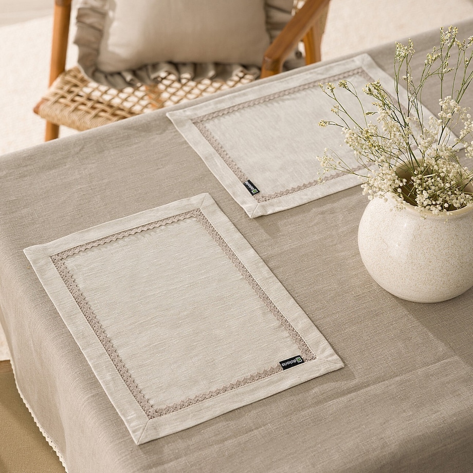 Podkładka z koronką 30x40 cm 2 szt. 30x40 naturalny len