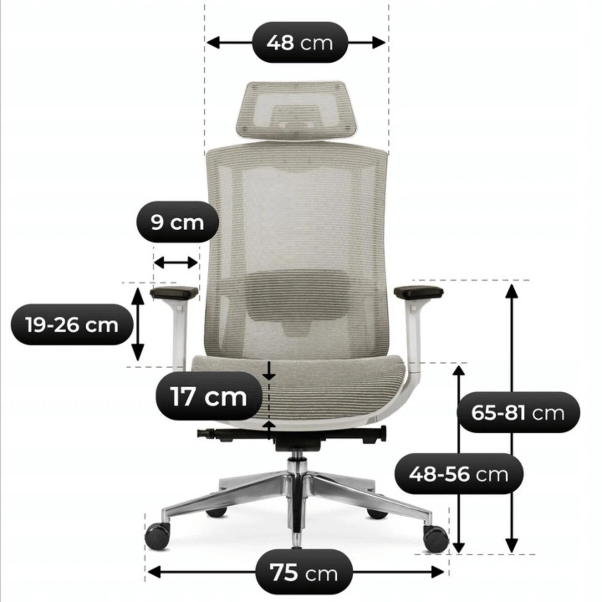 Fotel gamingowy obrotowy ergonomiczny regulowany do biurka beżowy SKY