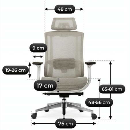 Fotel gamingowy obrotowy ergonomiczny regulowany do biurka beżowy SKY