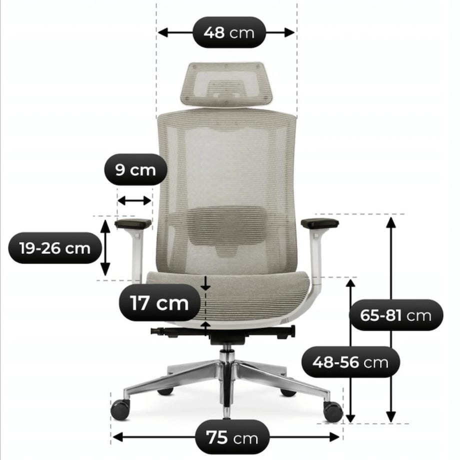 Fotel gamingowy obrotowy ergonomiczny regulowany do biurka beżowy SKY