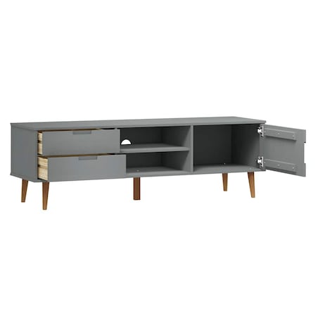 vidaXL Szafka TV MOLDE, szara, 158x40x49 cm, lite drewno sosnowe