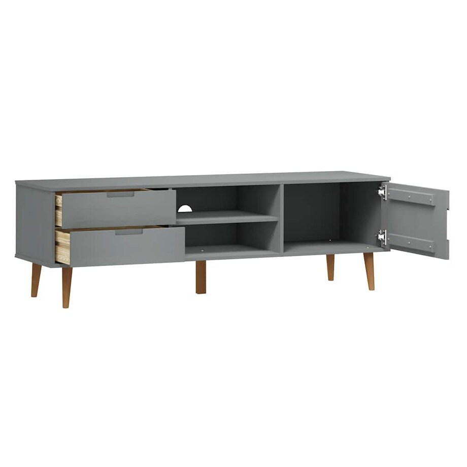 vidaXL Szafka TV MOLDE, szara, 158x40x49 cm, lite drewno sosnowe