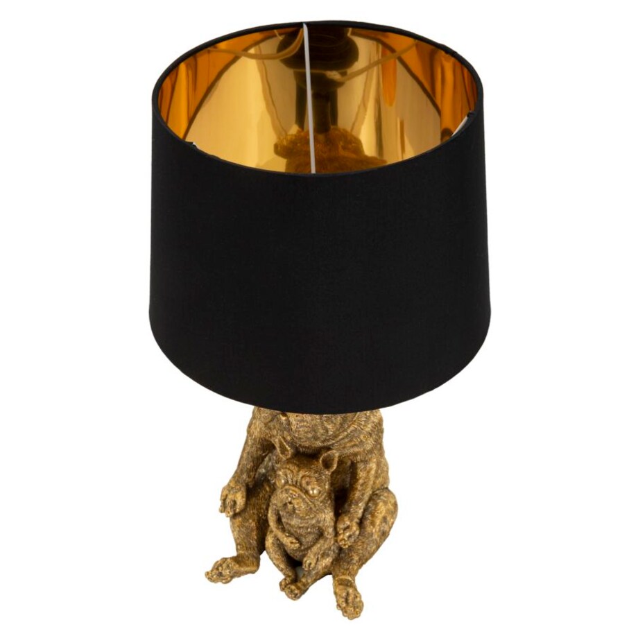 Lampa stołowa Dog, kolor złoty i czarny, żywica syntetyczna, żelazo i tkanina, 26 x 26 x 43,8 cm, 1 x E27, max. 40 W, motyw: pies, Mauro Ferretti