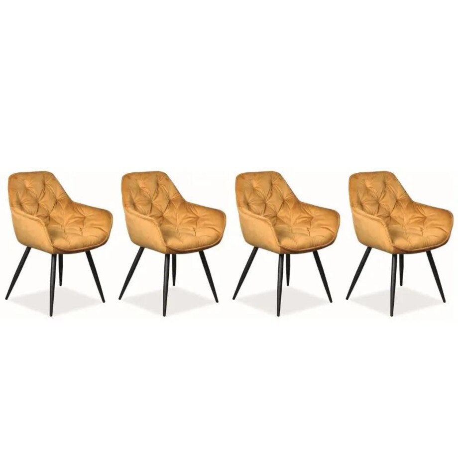 Zestaw krzeseł CHERRY VELVET 4 szt curry