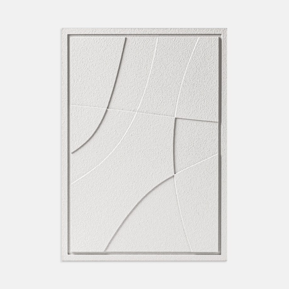 Obraz 3D 35x50cm Abstract II – Dekoracja Ścienna z Tynku Naturalnego, Bianco Minimalistyczny Relief