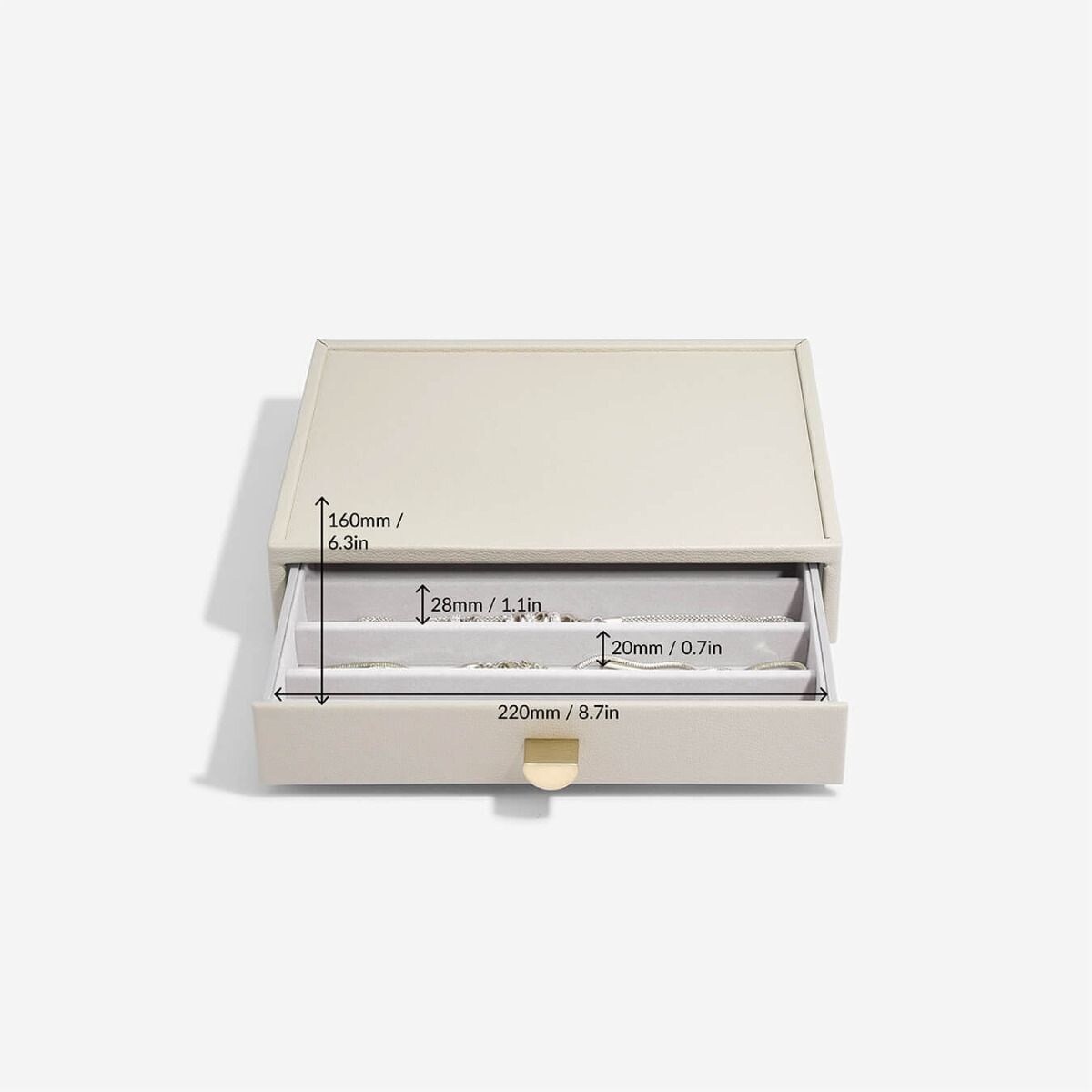 Szkatułka na naszyjniki Stackers Pebble classic jasnobeżowa z szufladą