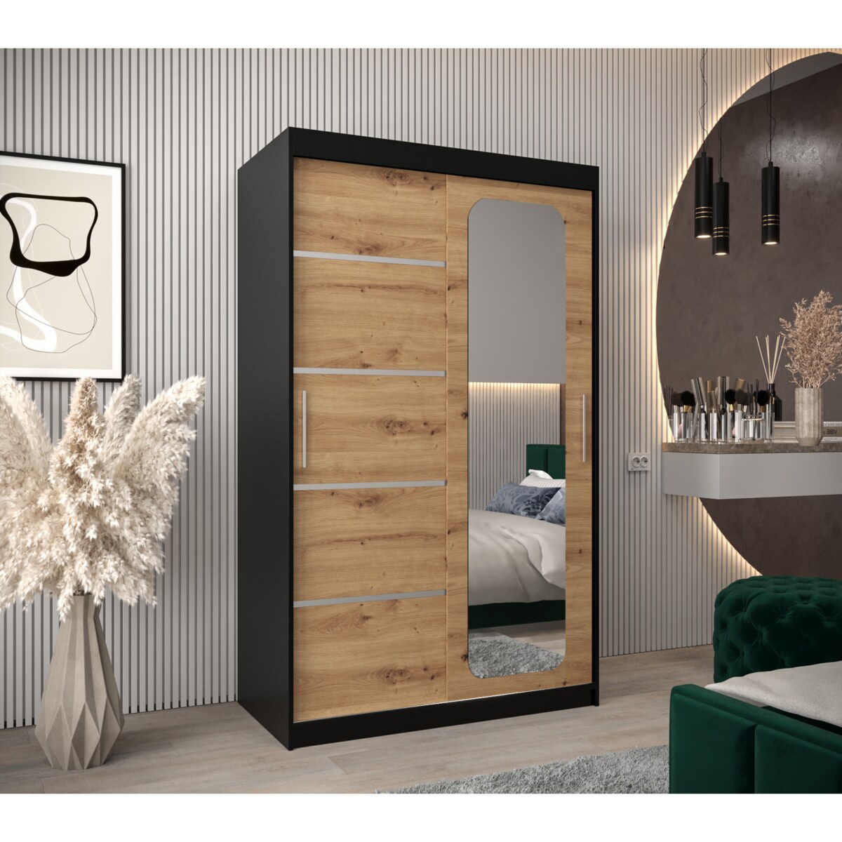 Szafa przesuwna Garderoba PROMO V2 120 czarny/artisan